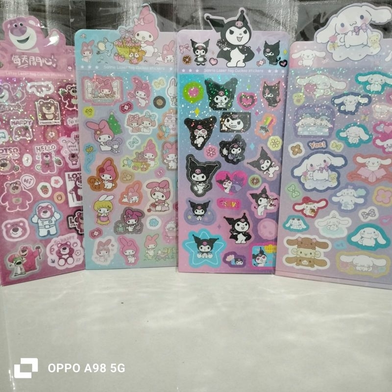 

Stiker Gliter Hologram besar Motif kuromi melody cinnamorol lotso karakter