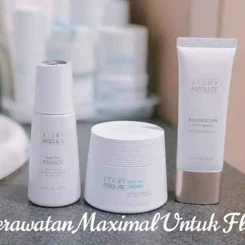Paket Atomy 3in1 Absolute spot out essence + Cream + sunscreen abs 50+++ khusus wajah flek