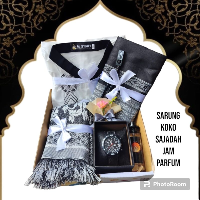 new hampers kado alat sholat muslim pria lengkap dengan gift box
