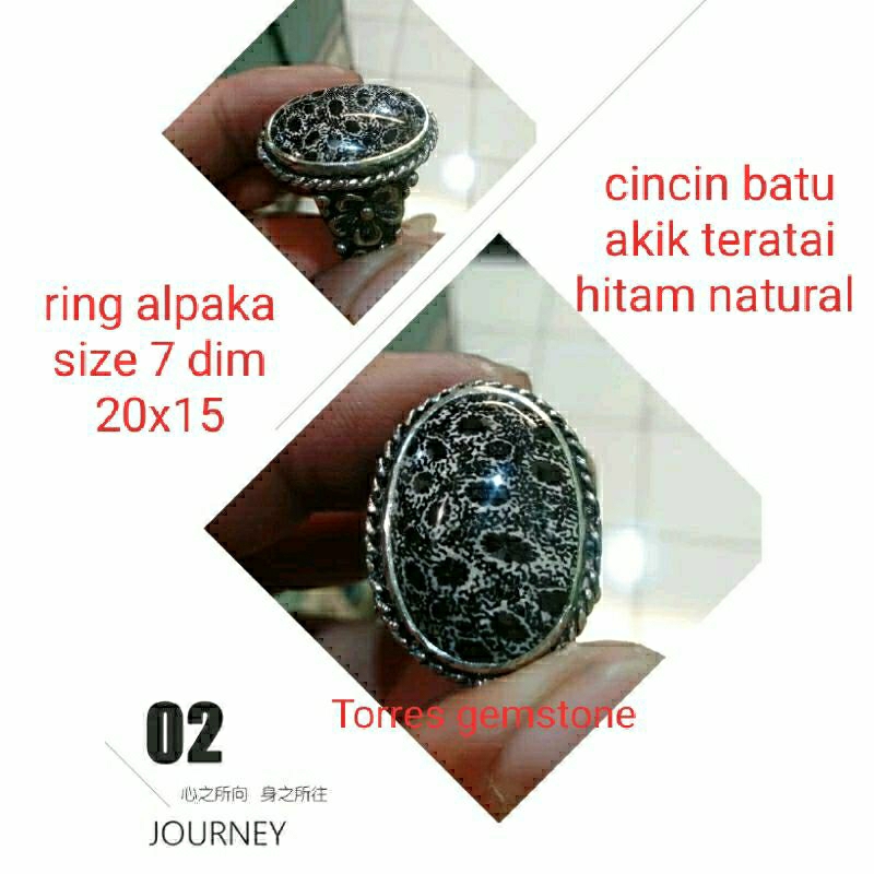 cincin batu akik teratai hitam natural antik top quality 06