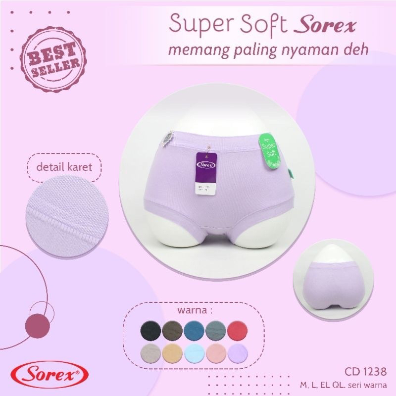 CD Celana Dalam Wanita Perempuan Sorex Super Soft Karet Tinggi Bahan Premium Halus dan Nyaman Dipaka