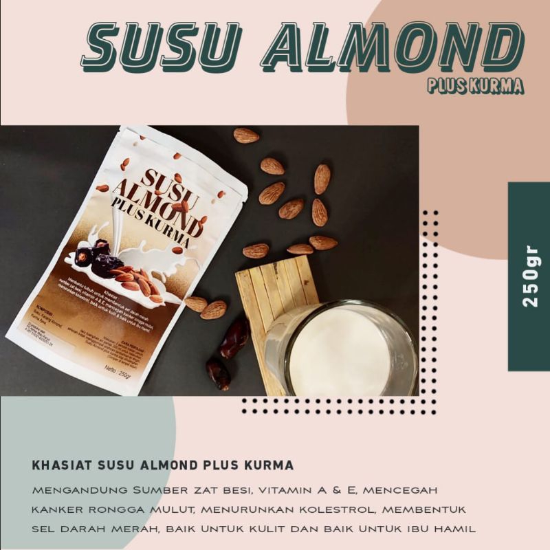 

Susu Almond Plus Kurma Bubuk 250g Penambah ASI Booster Promil Program Hamil