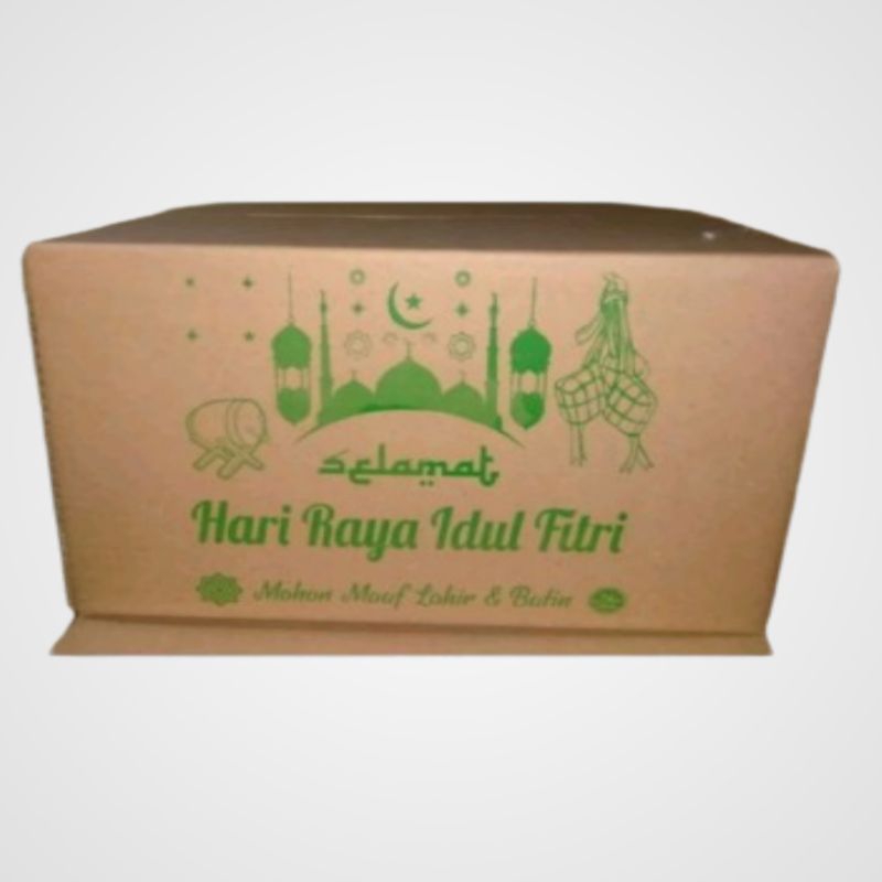 

Kardus idul fitri/lebaran besar ukuran 35x20x24 cm depan blakang sablon
