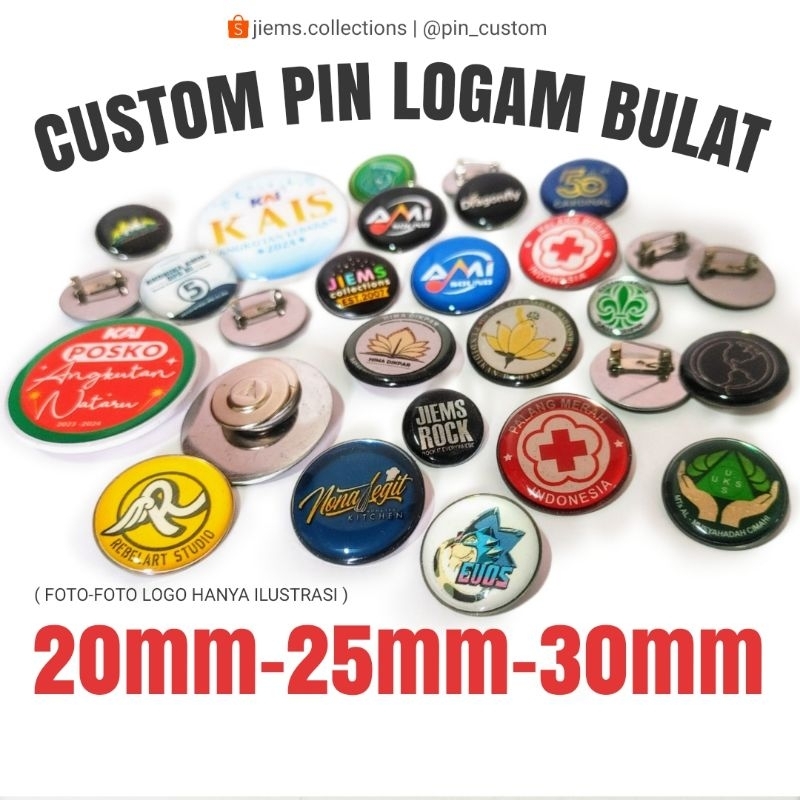 PIN LOGAM CUSTOM LOGO BULAT | Aksesoris Bros Resin Besi Kecil