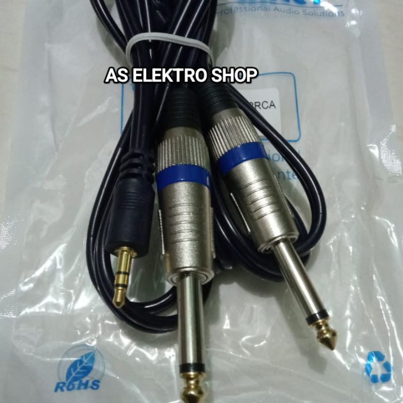 KABEL KONEKTOR JACK HP/LAPTOP KE MIXER AUDIO JACK AUX 3,5 MM TO 2 JACK AKAI