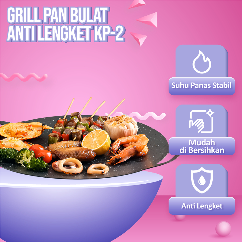 FUTUREWORLD ALAT PEMANGGANG / TEMPAT PEMANGGANG BBQ GRILL PAN BULAT ANTI LENGKET KOREAN GRILL PAN