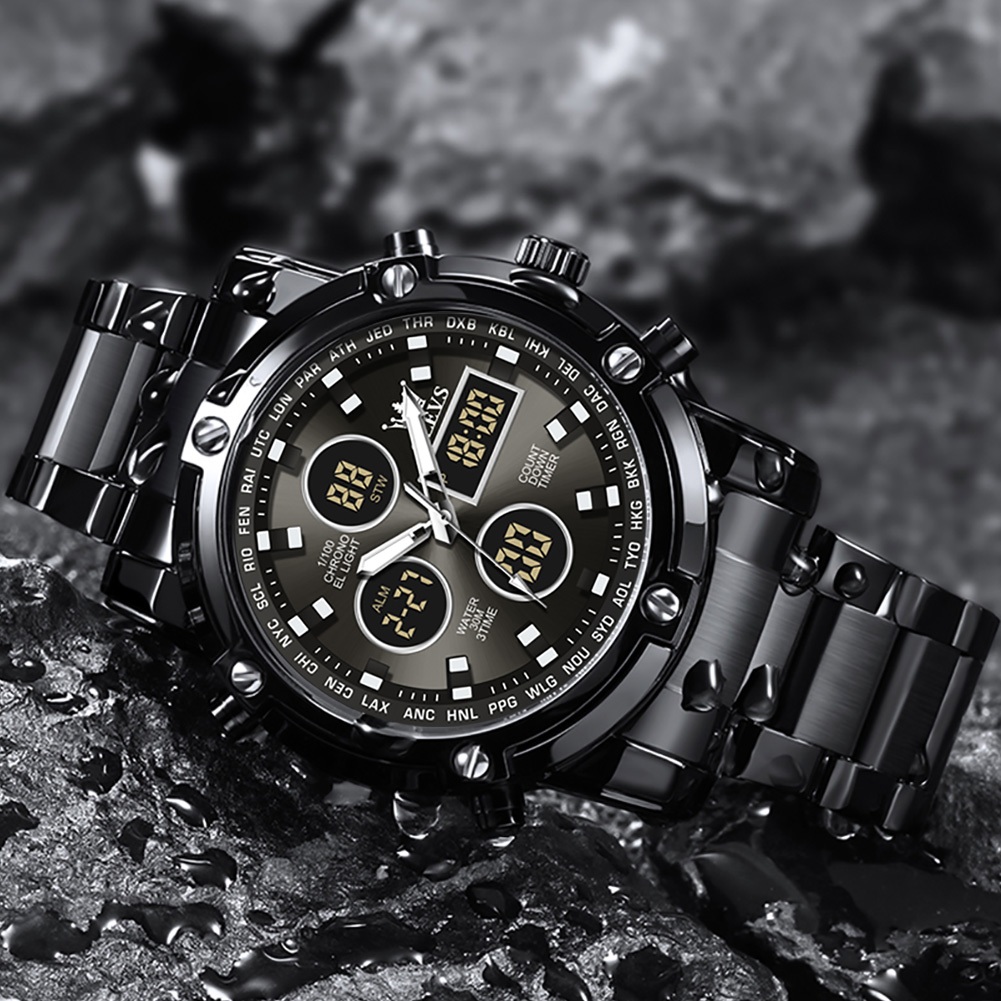 NEW ARRIVAL OLEVS JAM TANGAN PRIA ANTI AIR ORIGINAL DIGITAL MULTIFUNGSI KRONOGRAF LED ALARM TAHAN