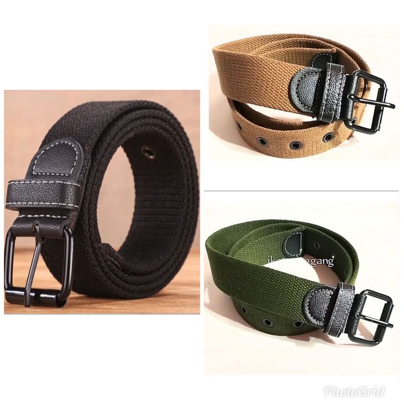 Ikat Pinggang Kanvas Pria / Ikat Pinggang Gesper Kanvas Nylon / Ikat Pinggang Sabuk Kanvas Lubang