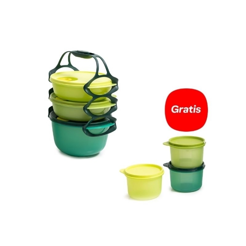 TUPERWARE CARRY ALL BOWL SET WITH GIFT / RANTANG HIJAU IJO