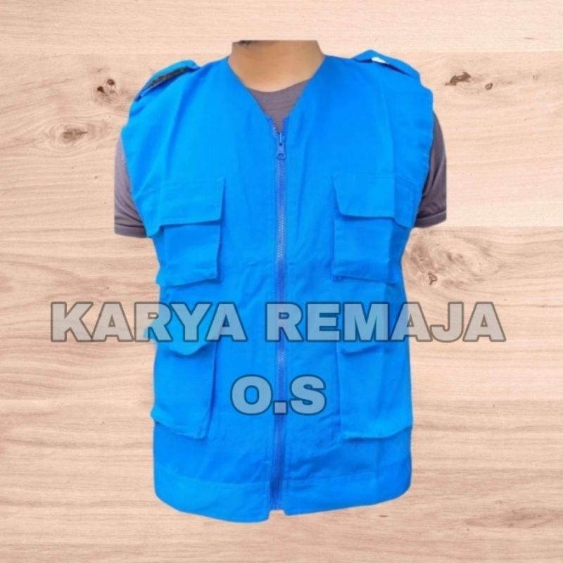 Rompi Polos Katun Rompi Proyek Rompi Lapangan BIRU STABILO Rompi Parkir Rompi polos premium