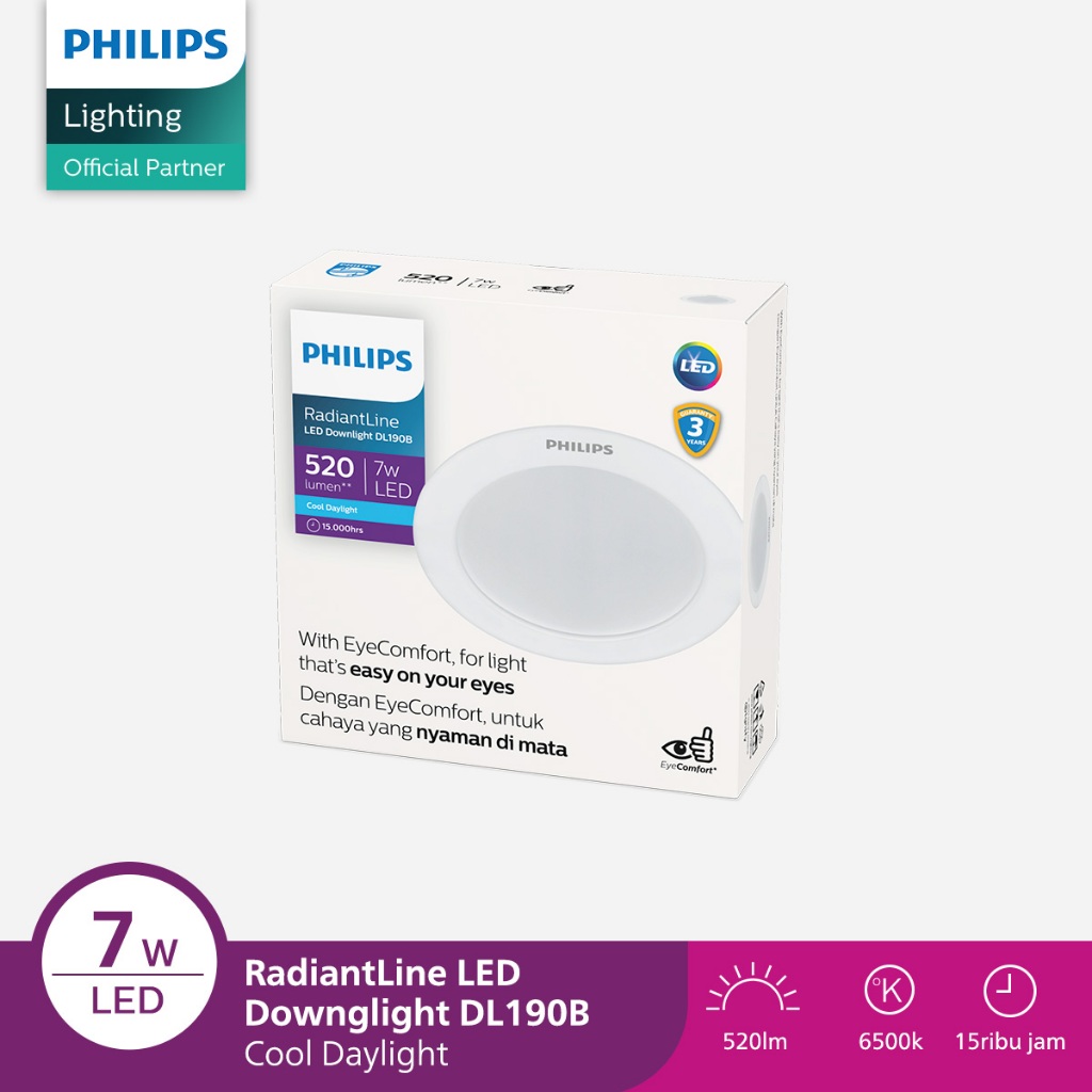 Philips Lampu Downlight Plafon Eridani RadiantLine DL190B 7W / 10W / 14W / 23W Cahaya Putih