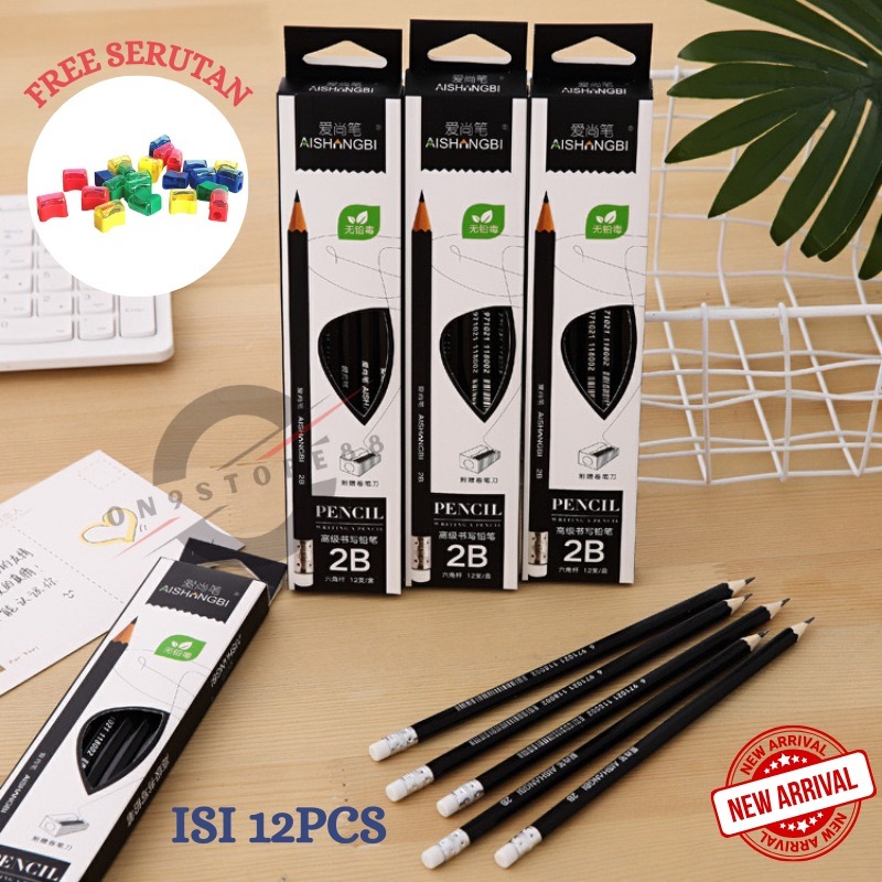 

PENSIL UJIAN 2B EXAM GRADE ISI 12PCS BONUS SERUTAN