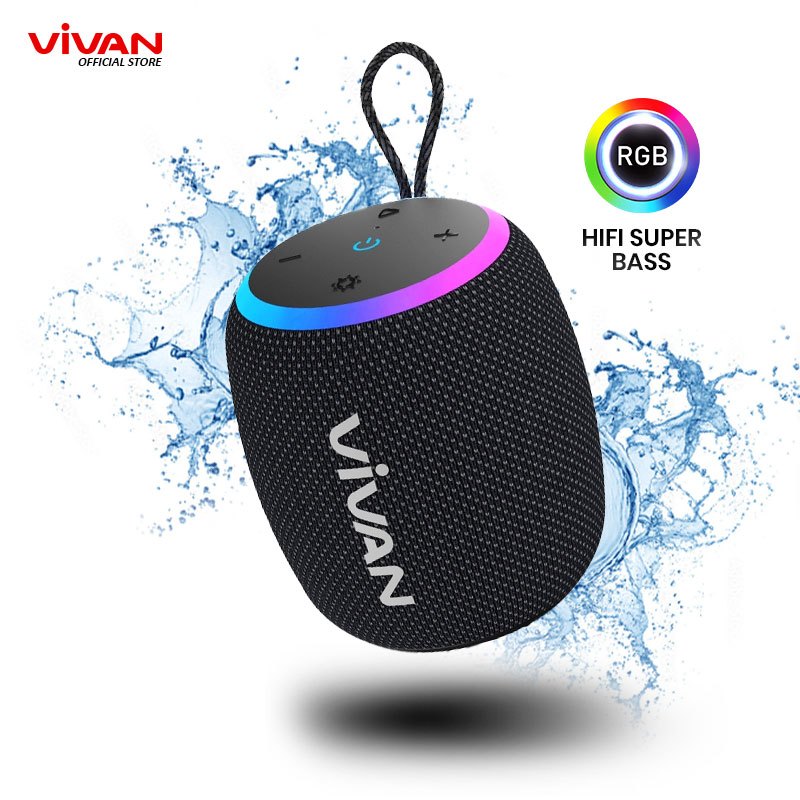 VIVAN Bluetooth Speaker VS15 Sound 360° Waterproof IPX7 Hi-Fi  Super Bass Speaker  Portable  RGB Lig