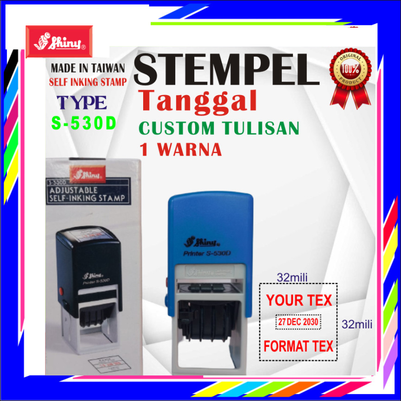 

STEMPEL CAP SHINY S-530D TANGGAL | S-300 | S-400 | TINTA KANTOR TOKO