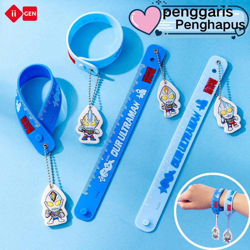 

2in 1 IIGEN Gantungan Penggaris Gulir Ultraman dan Penghapus Karet membersihkan tulisan tanpa meninggalkan serpihan, tidak merusak kertas