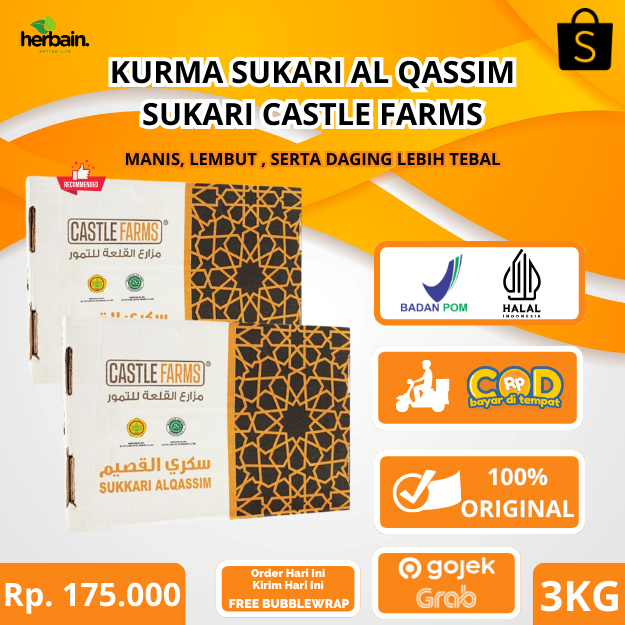Kurma Sukari 3Kg Premium Grade A Castle Farms Sukkari Kurma Basah Sukary Kurma Raja