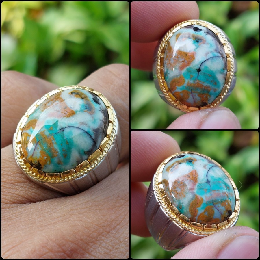 Batu Akik Pancawarna Garut Edong Asli Natural Muticolor Chalcedony Ori