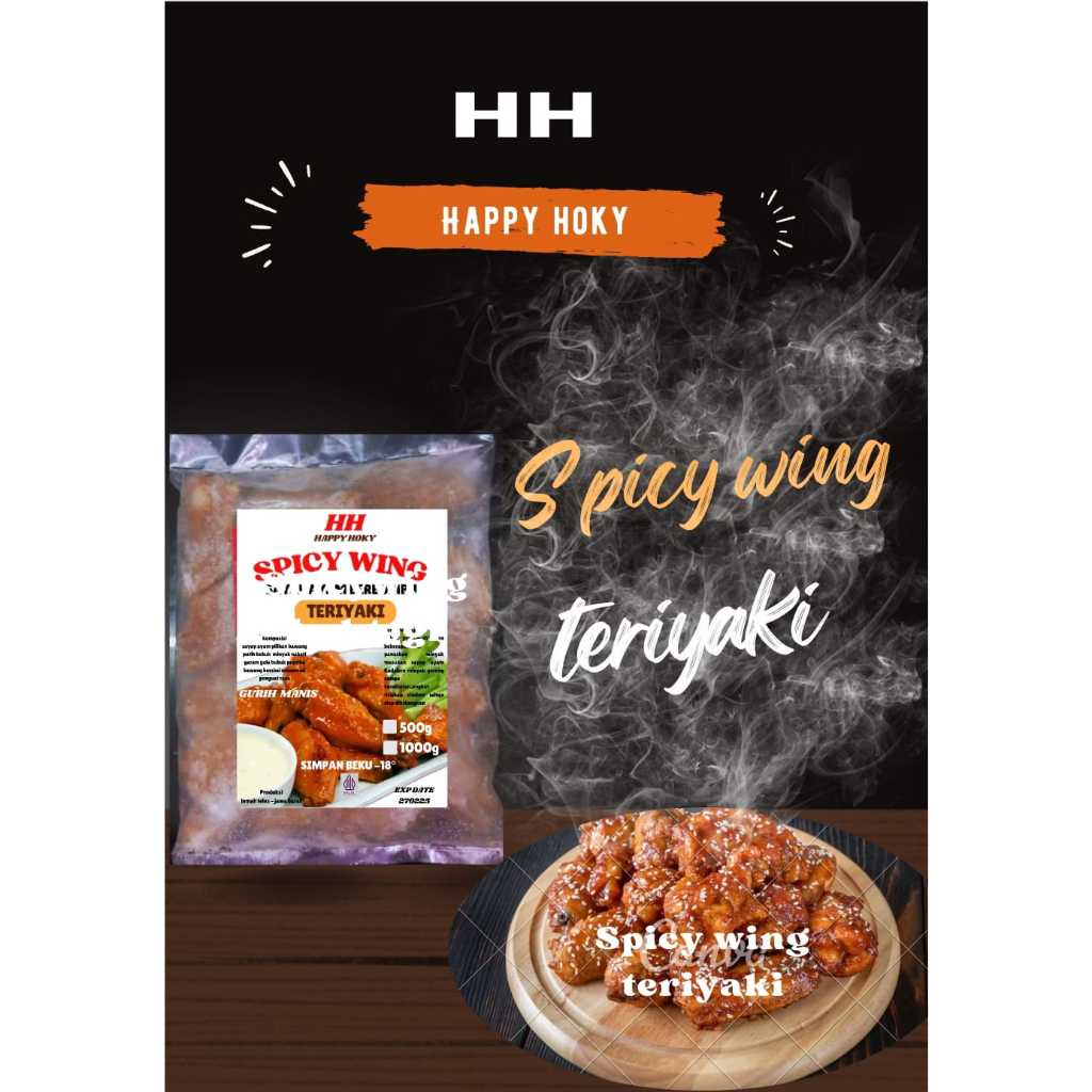 

Happy Hoki spicy wing rasa teriyaki 500gr dan 1.000 gram