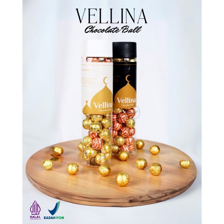 

Vellina Chocolate Ball Coklat Velina Choco Ball Vellina Gold Vellina Coklat Bola Premium full Coklat isi 50 pcs Hampers Lebaran