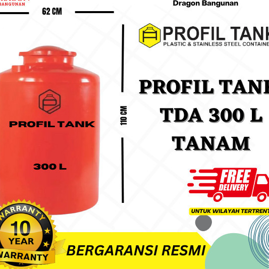 Toren Air Profil Tank 300 Tanam - TDA 300 Liter - Biru