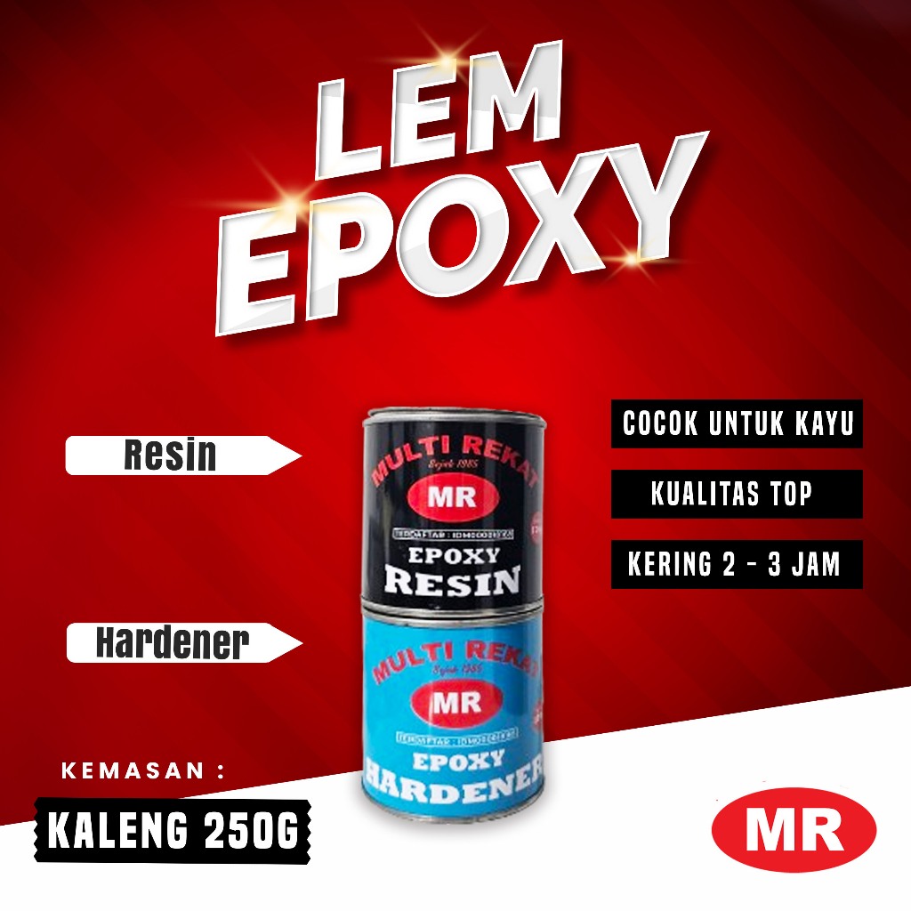 Lem EPOXY Resin Hardener MR Kemasan Kaleng 250gram