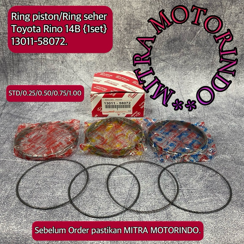 Ring Piston/Ring Seher Toyota Rino 14B 1Set 13011-58072