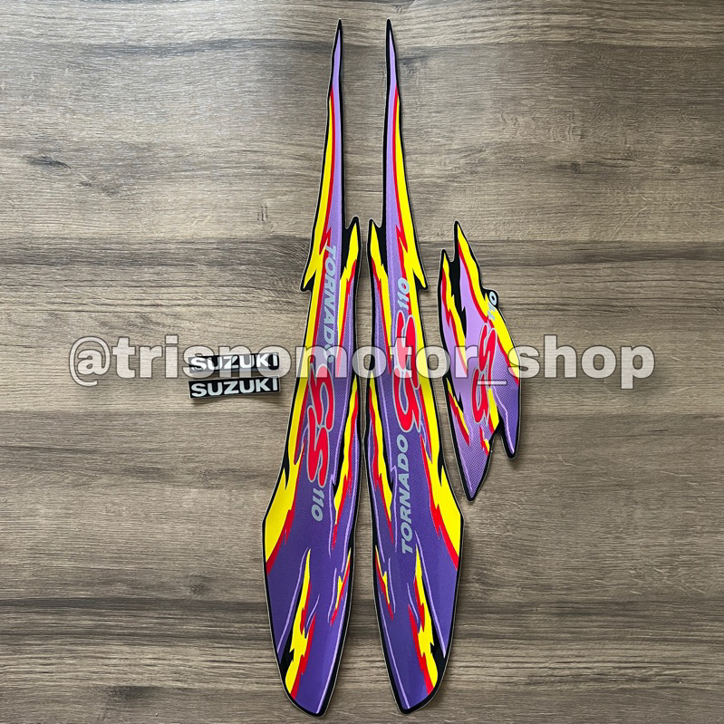 striping suzuki tornado gs 1996 hitam lis ungu sticker stiker stripping list body Tornado TORNADO te