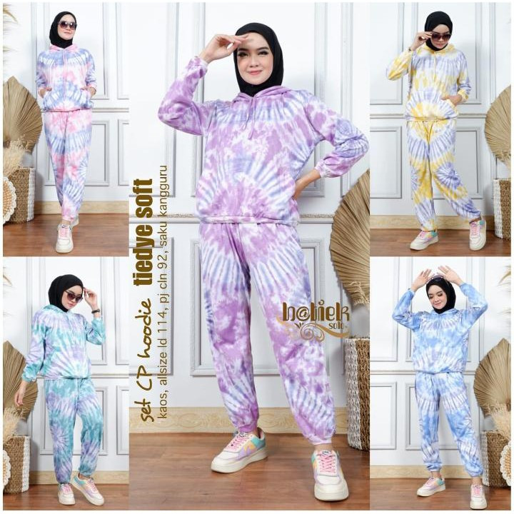Setelan CP Hoodie Wanita Tiedye Monochrome -Tiedye Soft-One Set