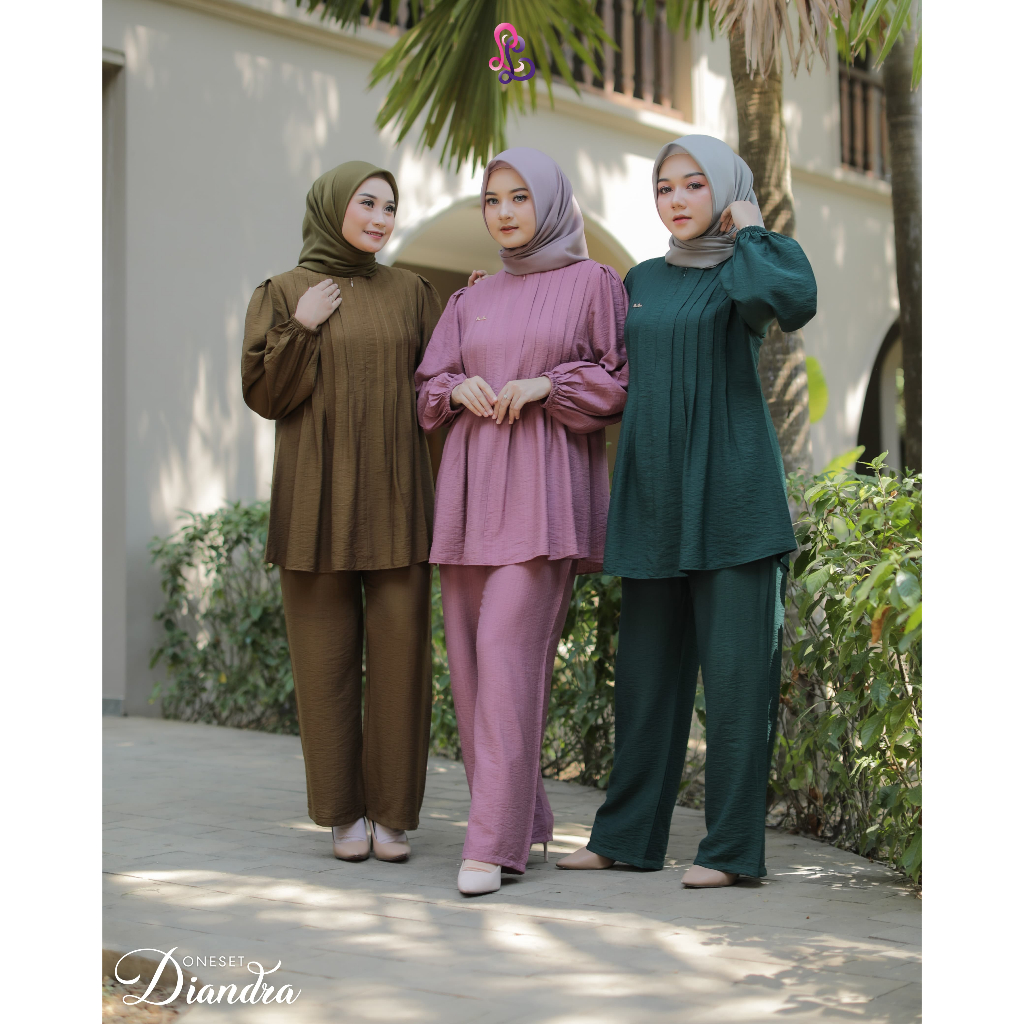Linalivia Hijab One set tunik Celana DIANDRA SET modis ternyaman limited