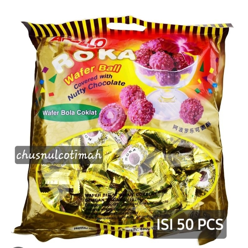 

Roka Apollo Wafer Bola Coklat isi 50 pcs / Apollo Roka Wafer Ball Coklat isi 50 Jajan Lebaran