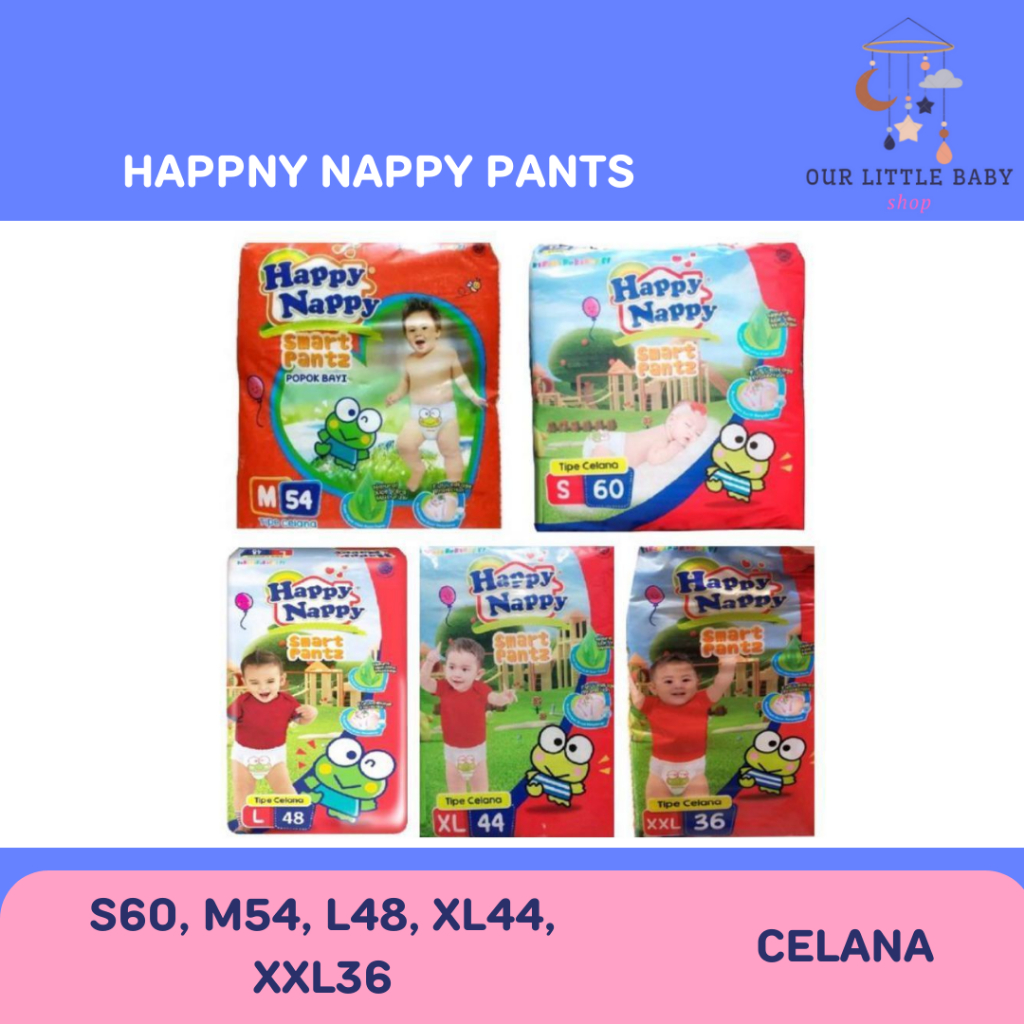 HAPPY NAPPY SMART PANTS JUMBO PACK S60 M54 L48 XL44 XXL36 PAMPERS