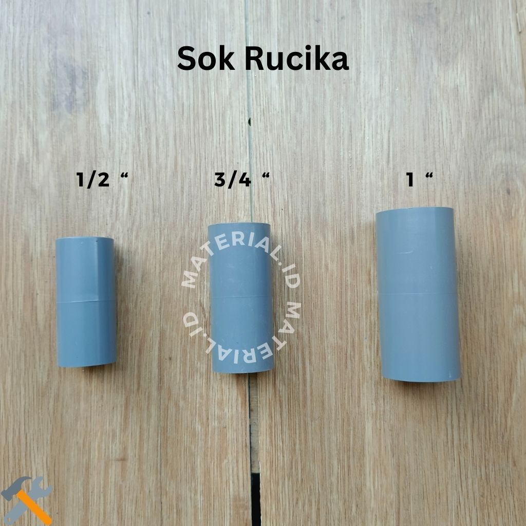 Sok Keni Pipa Lurus Sambungan pralon peralon  1/2 3/4 1 Inch Rucika Peralon Paralon keran