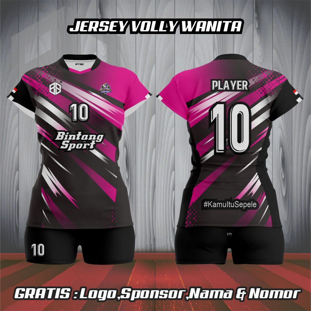 Jersey volly cewe wanita printing baju volly jersey runing