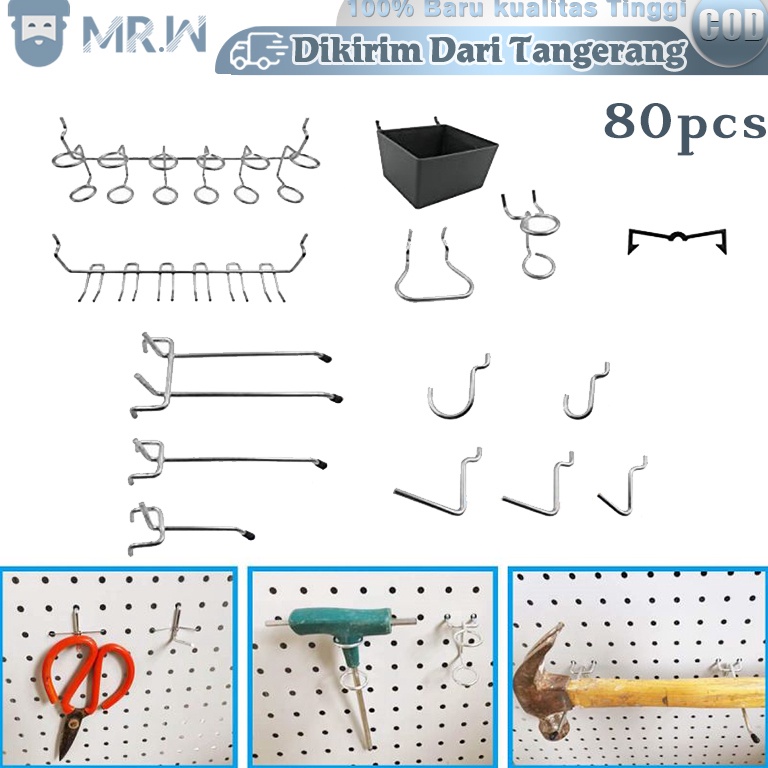 Siap Kirim 8pcs  Set Pegboard Hook Triangle Hook Ram Pengait Pegboard Gantungan Pegboard Cantolan Pe