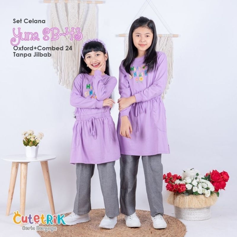Setelan Tunik Kaos Anak Perempuan Yuna Ungu Cutetrik
