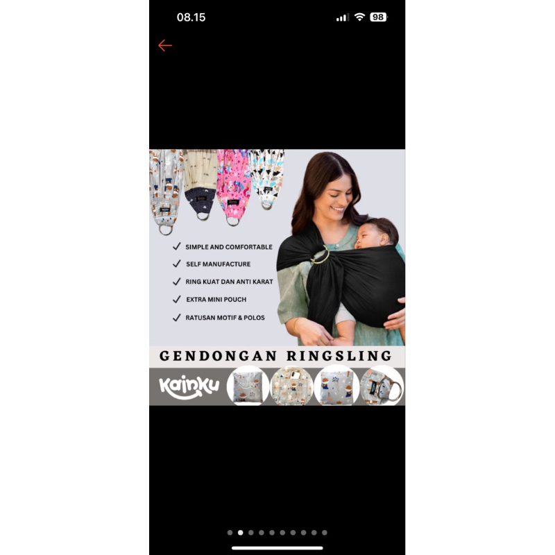 Preloved Gendongan Ringsling Kainku