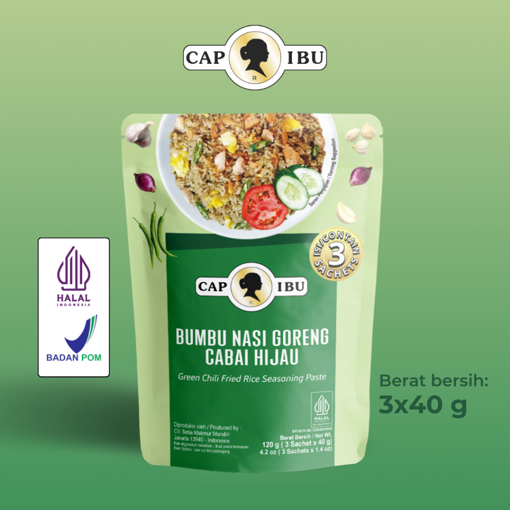 

CAP IBU Bumbu Nasi Goreng Cabai Hijau Pouch Sachet 40g x 3 pcs