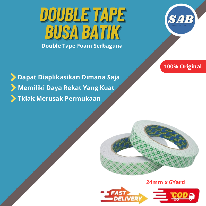 

Double Tape Foam Busa Batik Putih 24mm x 6Yard Mounting Tape 888