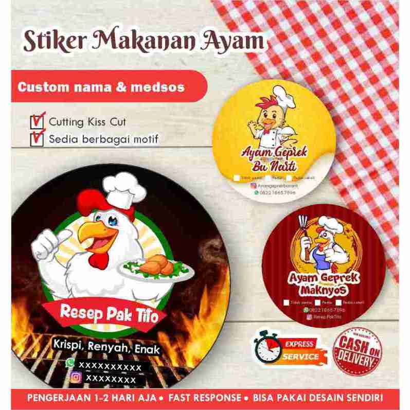 

Stiker ayam Cromo bulat / Label makanan minuman / promosi / murah / cromo / chromo