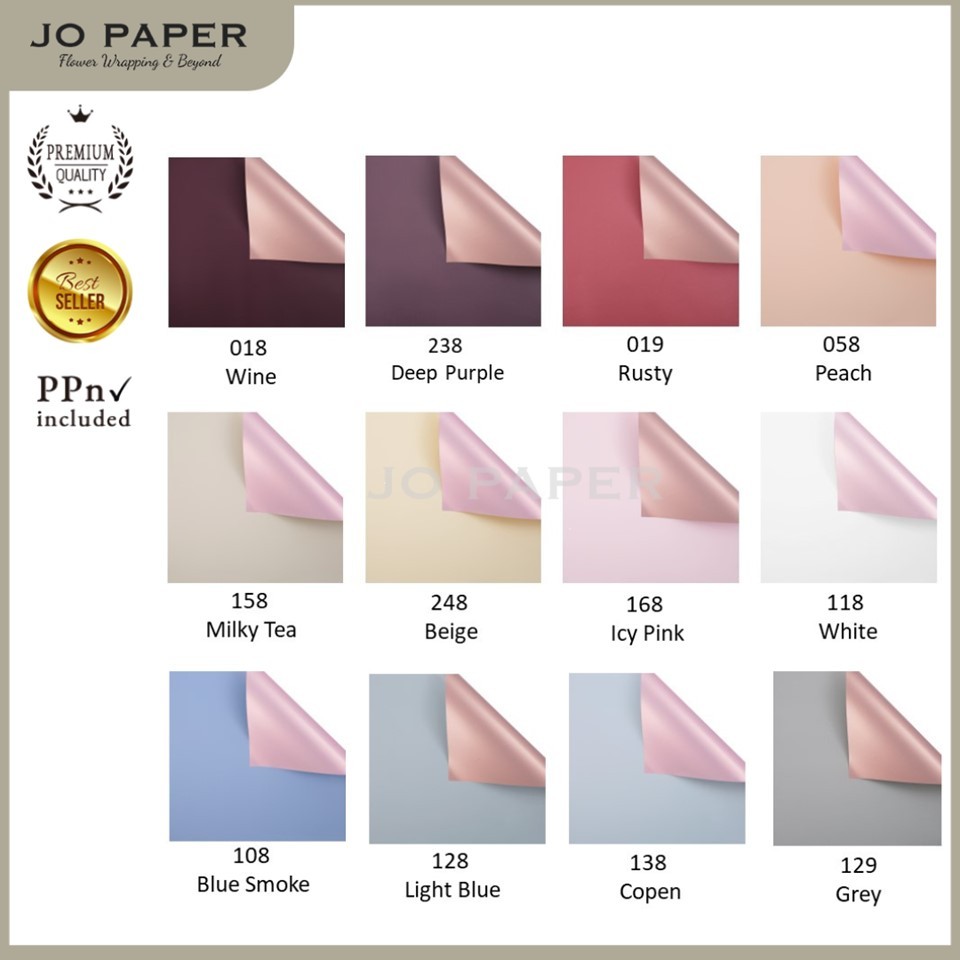 

[5 LEMBAR] Flower Wrapping Paper Bi Color Rose Gold Cellophane Kertas Bunga Korea