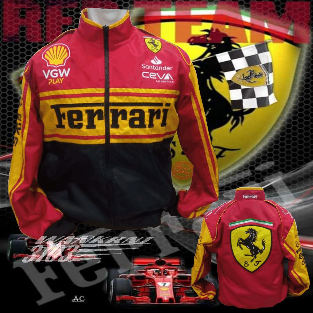 Jaket Nascar Ferrari Full Bordir art Yellow