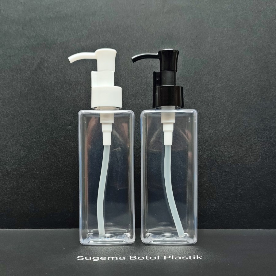 Botol Pump 250ml Kotak Bening Plastik Pet / Botol Kemasan Sabun Cair 250 Ml Pump Luxury