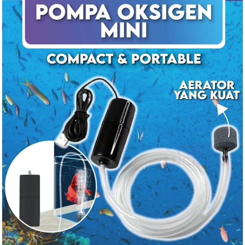 Aerator USB Pompa Udara Emergency Air Pump baterai USB DC Power bank Aquarium