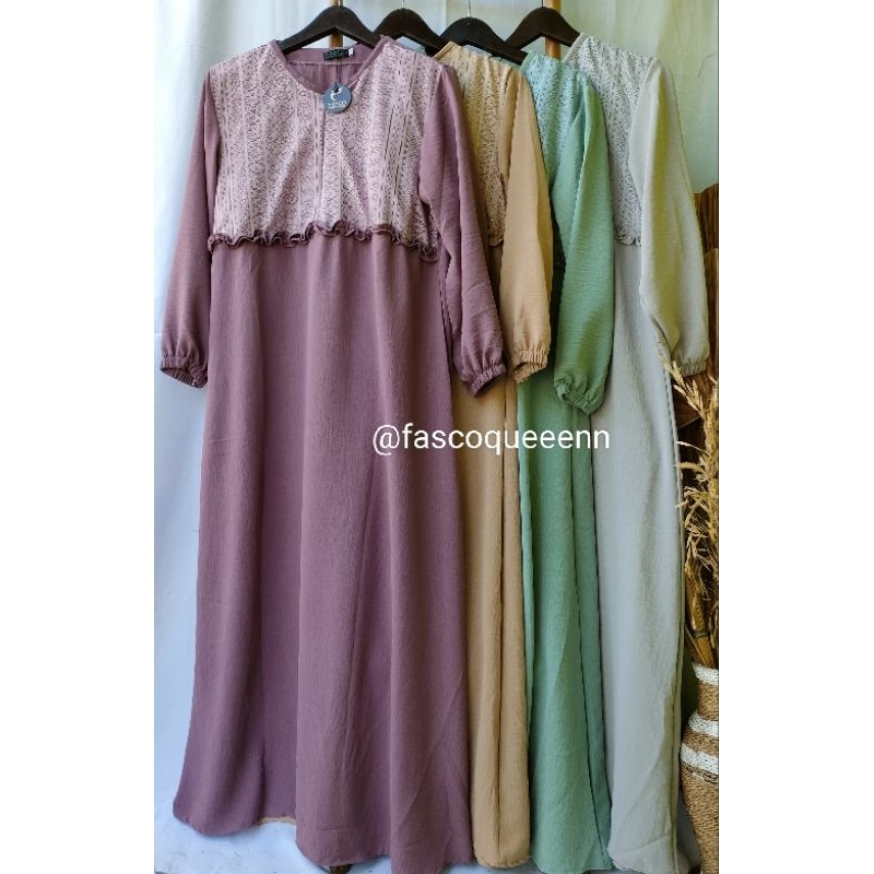 GAMIS BROKAT KRIWIL, gamis brokat crincle busui friendly