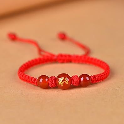 Gelang Shio Tali Merah / Gelang Tali Merah Zodiak Cina Tahun Lahir / Small 12 Character Red Cord Bea