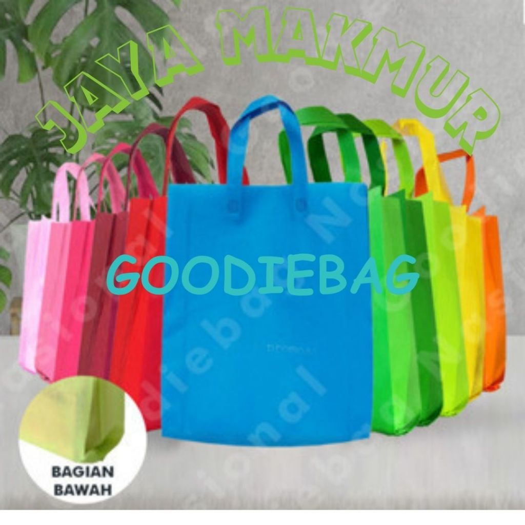 

Tas spunbond HLS goodie bag 25x35 x8 cm 65GSM ,tas kain belanja,souvenir,promosi,tas ultah,polos,sablon