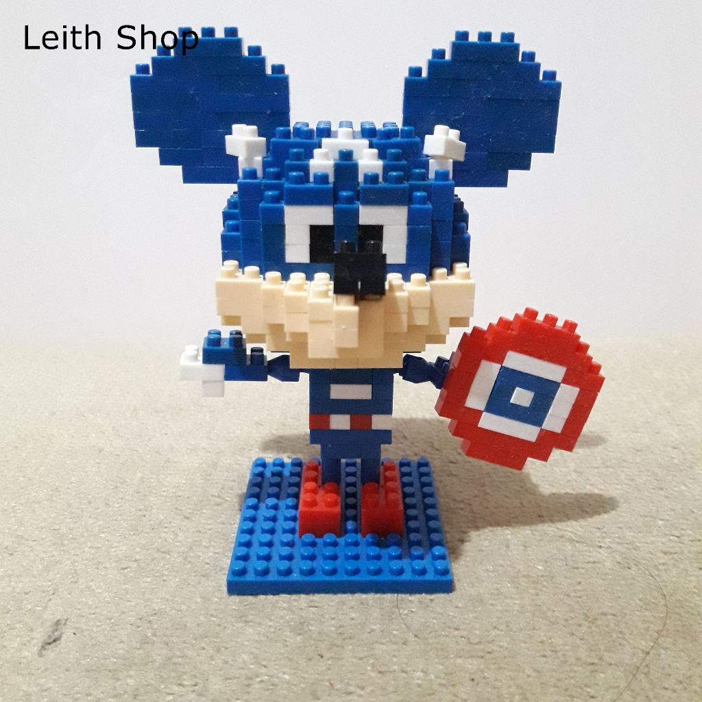 Mickey Captain America Brick 3D Model Figure Sembo Block Minifigure