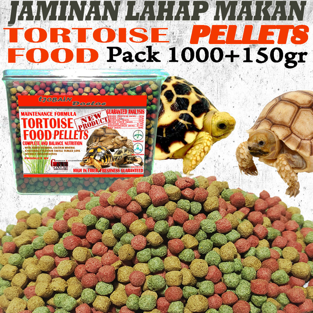 MAKANAN KURA DARAT TORTOISE FOOD PELET PAKAN KURAKURA SULCATA PARDALIS CHERRY HEAD REDFOOT  ALDABRA 
