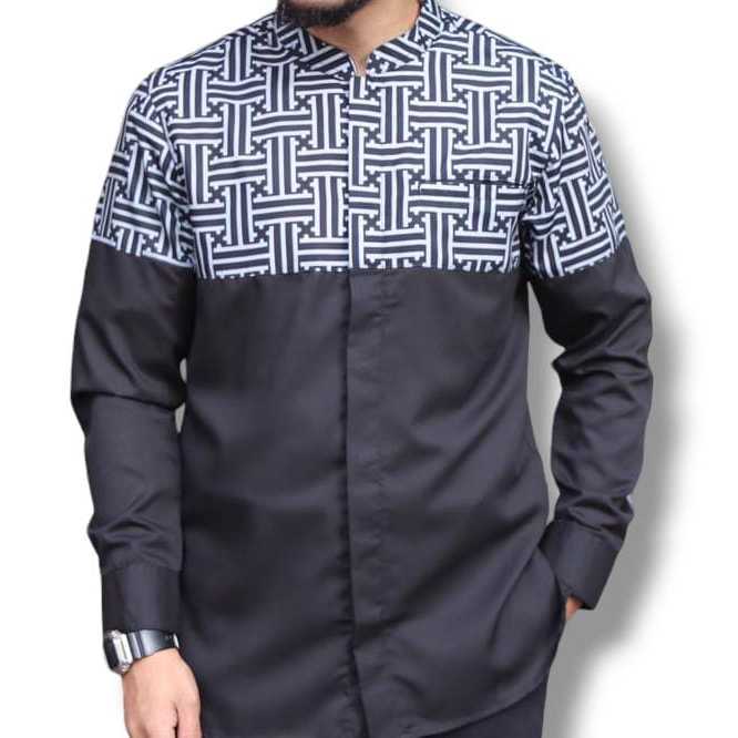 Kemko Lengan Panjang Motif Songket/ kemko kombinasi batik / Kurta Pakistan / koko motif songket
