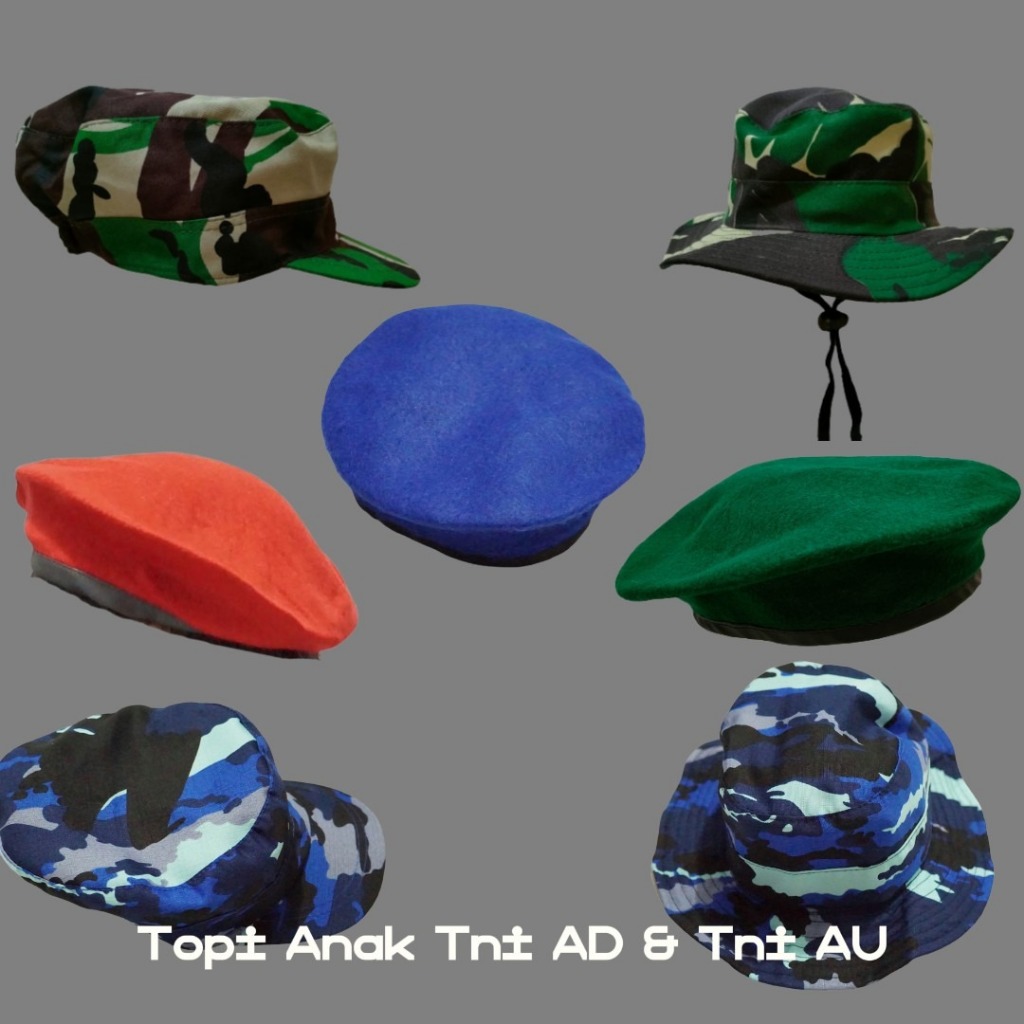Topi Loreng Tni AD & Tni AU - Rimba,Komando,Baret Hijau,Baret Merah,Baret Biru - Profesi Anak Loreng